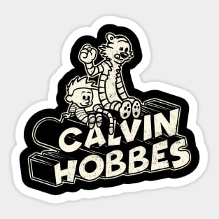 Drawing retro Vintage 80s and 90s Calvin and Hobbes - Fan Art Design Sticker